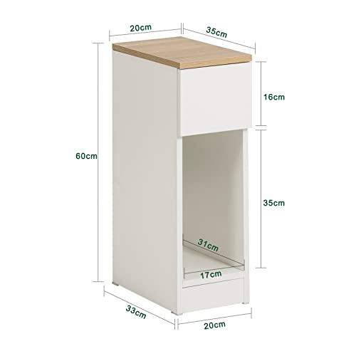 SoBuy Narrow Nightstand Set of 2 - Small Side Table End Table Bed Side Table Nightstand Storage Cabinet - Compact Modern Wood Design with Drawer and Shelf for Bedroom Living Room Decor
