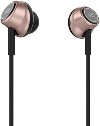 GVOEARS In ear headphones ,Stereo Ergo-fit Gv6 Music Earphone with Microphone (Inline Controls for IOS/ Android, Built-in Mic, Hands-free Calling, Extra Earbuds, 4 color options) (rose gold)