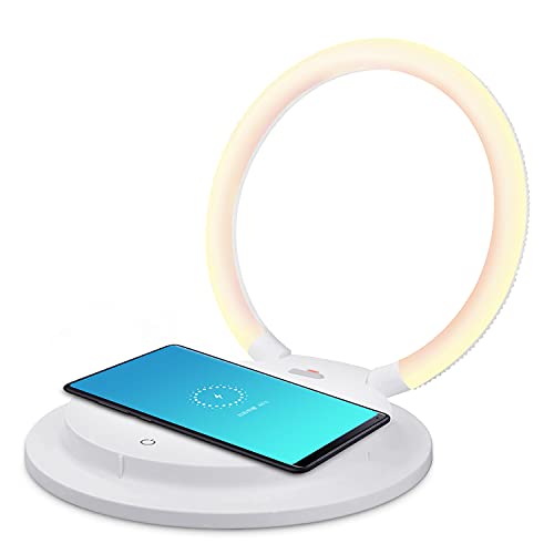 LED Desk Lamp with Wireless Charger，Bedside Lamp with Wireless Charger