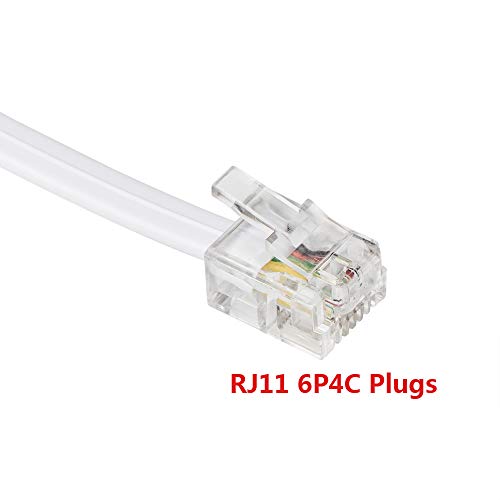 ohCome [2Pack 25Feet] Telephone Extension Cord Phone Cable Line Wire with Standard RJ-11 6P4C Plugs (White) - Thumbnail 3