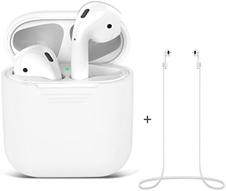 Airpods Case, Airpods Strap, Airpods Silicone Protective Cover with Earphone Sports Anti-lost Strap, Apple Airpods Charging Case (white)