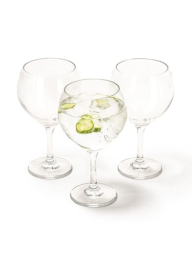 The Good Store Acrylic Premium Quality Plastic Unbreakable Balloon Gin Glasses | Set Of 3 Cups | Reusable, Dishwasher Safe 11.2X19.1 CM Clear