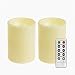 GiveU Flameless Set of 2 (D 3" x 4'') Battery Operated LED Pillar Plastic Flickering Candles with Remote Control Timer, for Christmas Home Indoor & Outdoor Decoration, Pack of 2, Ivory primary