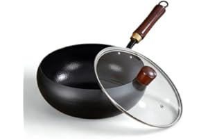 Uncoated Thick Iron Pot - Artisan Unenameled Cast Iron Casserole, Non-Stick Japanese Iron Pan with Lid Without Coating Durabl