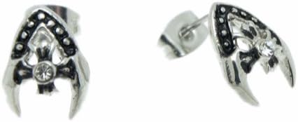 SWEETIE 8 Jewelry WHITE Knight Shield Style Mens Unisex Stainless Steel CZ Cubic Zirconium Stud Earrings , 2pc