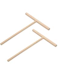 DS. DISTINCTIVE STYLE Crepe Spreader 2 Pieces 6.1 Inches x 4.7 Inches Natural Wooden T-Shaped Tool for Crepes Wooden Crepe Maker Pancake Maker Tool