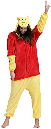 Unisex Adult Hooded Flannel Pajamas Sleepsuit Onesie Sleepwear Nightwear