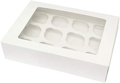 Spec101 Cupcake Boxes with Insert - White Bakery Boxes, 25 Pack Dessert Boxes for Cupcakes, Cookies, Brownies