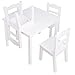 Pidoko Kids Table and Chairs Set - 4 Chairs and 1 Activity Table for Children - Educational Toddlers Furniture Set (White)