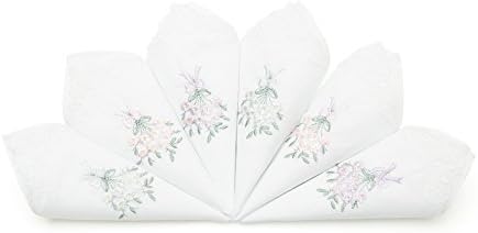 EcoHanky Ladies'/Women's Cotton Handkerchiefs Floral Embroidery Lace White