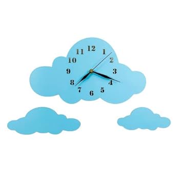 Babees Kinder Wanduhr Wolken Uhr Ohne Tickgerausche Kinderuhr Fur Kinderzimmer Lautlos Uhrwerk Wanddeko Skandi Deko Jungs Blau Amazon De Baby