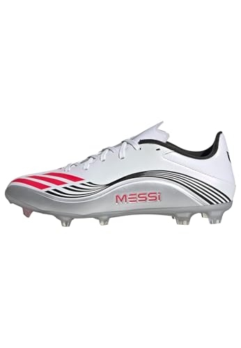 Adidas Unisex Adulto F50 Messi League Firm Ground/Multi Ground Football Boots, Cloud White/Lucid Red/Silver Metallic, 42 EU