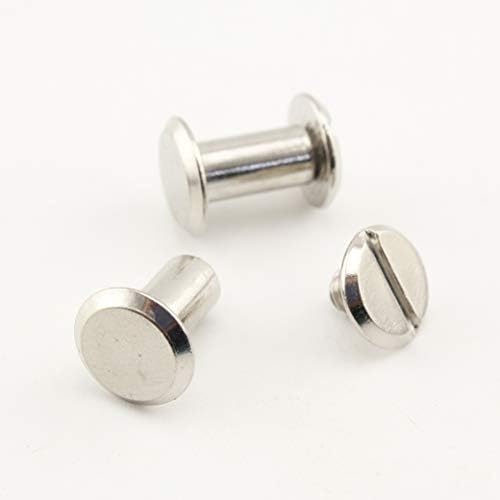Nickel, 10mm x 10mm 9 Different Size Iron Round Screws Rivets Chicago Screw Concho Screw Chicago Button for DIY Leather Decoration Bookbinding. 20 Sets per lot H52