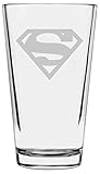 Superman Themed Etched All Purpose 16oz Libbey Pint Glass (Letter S)