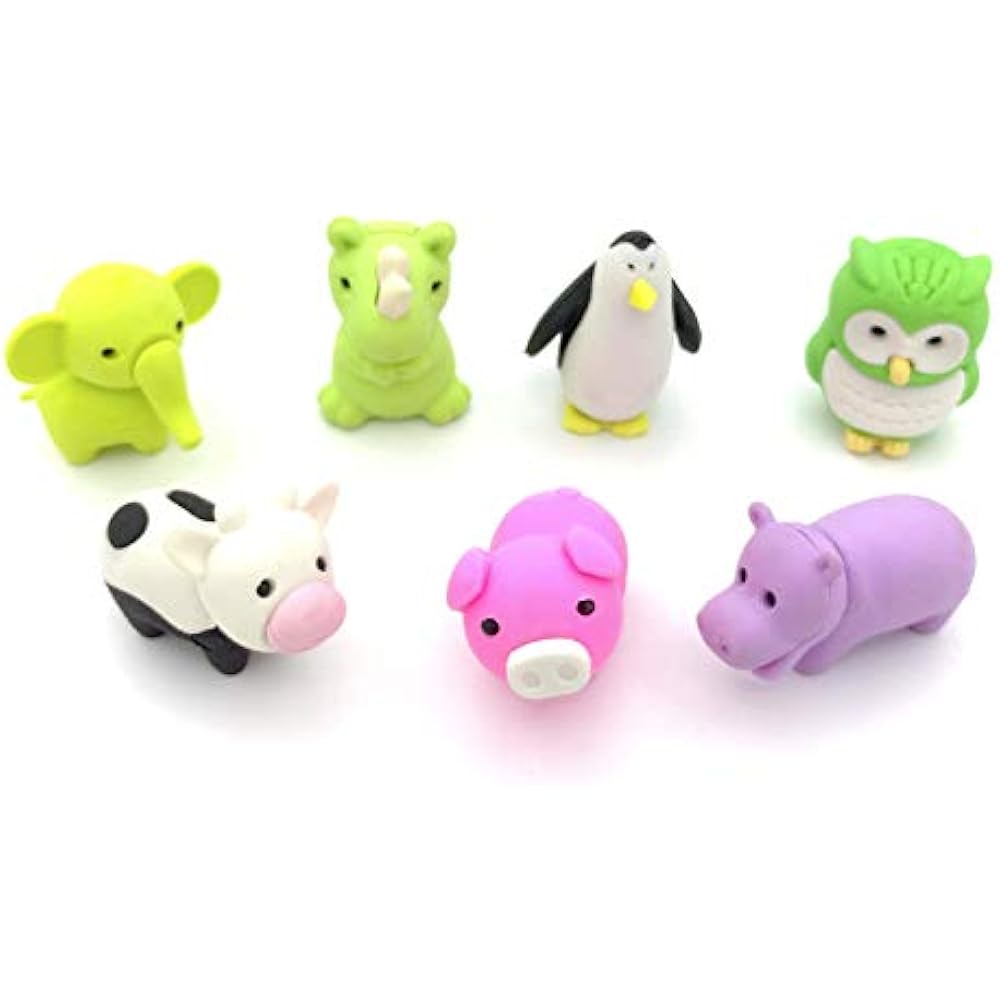 OHill Pack Of 32 Animal Erasers Bulk Kids Pencil Puzzle Mini Novelty