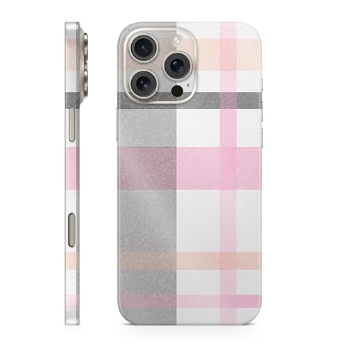 Glossy Glitter Phone Skin Compatible with Apple iPhone 16 Pro Max - Plaid - Pre…