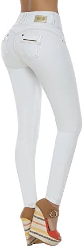 VEROX JEANS Pantalones Colombianos Levanta Cola, Colombian Jeans Levanta cola 2403 WHITE BLANCO (7 USA/ 12COL)