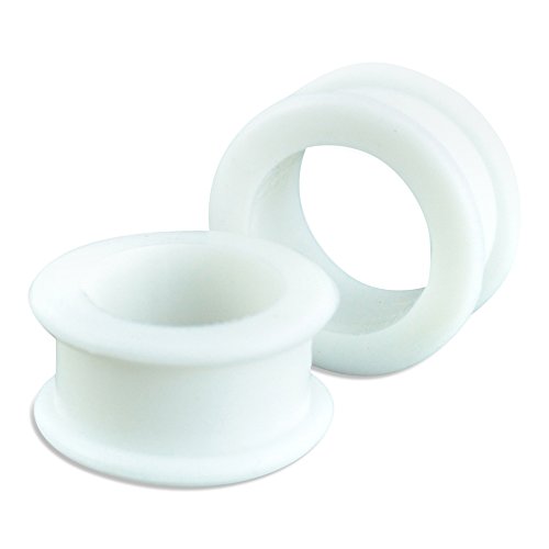 1 Pair White Soft Silicone Flexible Ear Tunnels Plugs Gauges Earlets Eyelets