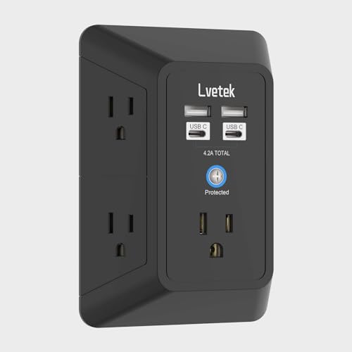 Outlet Extender Surge Protector 4 USB Ports