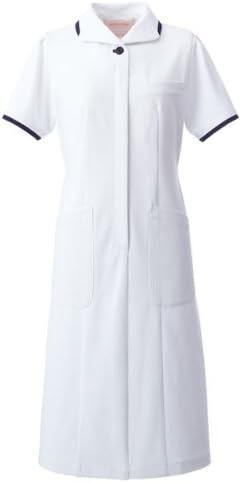 Amazon フォーク 簡単ウエスト調節 ナースウェア ワンピース 3005cr 1 ホワイト ネイビー L ワンピース チュニック 通販