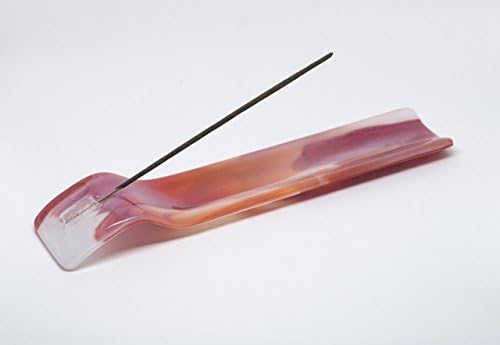 Red and White Glass Stick Incense Holder