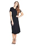 82 Days Women'S Rayon Span Short Sleeves Mid-Long Jersey Dress - Solid
