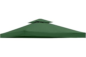 LooDro 10'X10' Canopy Replacement Top Cover Gazebos & Pergolas Pop Up Tent Shelter Sunshade Waterproof Roof Top Polyester Single/Double Tiered with Air Vent