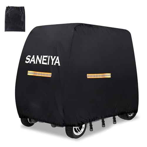 Mobility Scooter Covers for Outside Storage, 420D Oxford Fabric Scooter Rain Cover Waterproof, Elastic Strap and Reflective Strips, 3 Buckles with Storage Bag (175*63*119cm)
