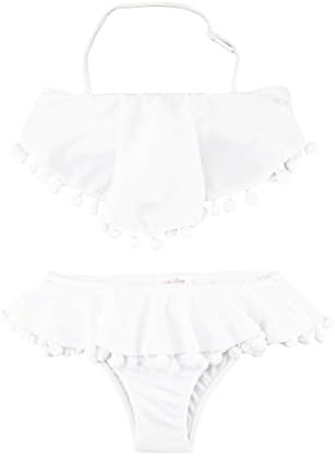 White Pom Pom Bikini for Girls