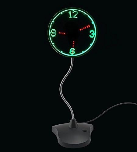 Balee Portable Flexible USB LED Clock Fan Cooler with Stand Real Time Display Function for Desktop Computers and Laptops for home and office for gift