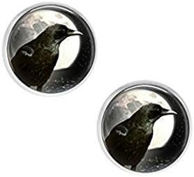 RAVEN earrings Black Bird In Moon Crow for girls women boys man earrings