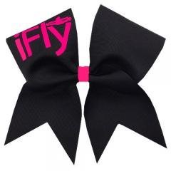 Chosen Bows New Black iFly Cheer Bow- Neon Pink Print
