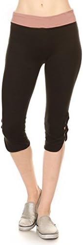 The Clothing Shop Women's Crisscross Cutout Foldover Waistband Capri Yoga Pants (Plus Size Available)