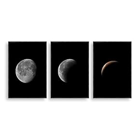 3 Piece Framed Canvas Wall Art Moon Canvas Prints Home Artwork Decoration for Living Room,Bedroom - 16"x24"x3 Panels