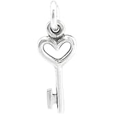 925 Sterling Silver Tiny Heart Key Charm Pendant | Charm Only