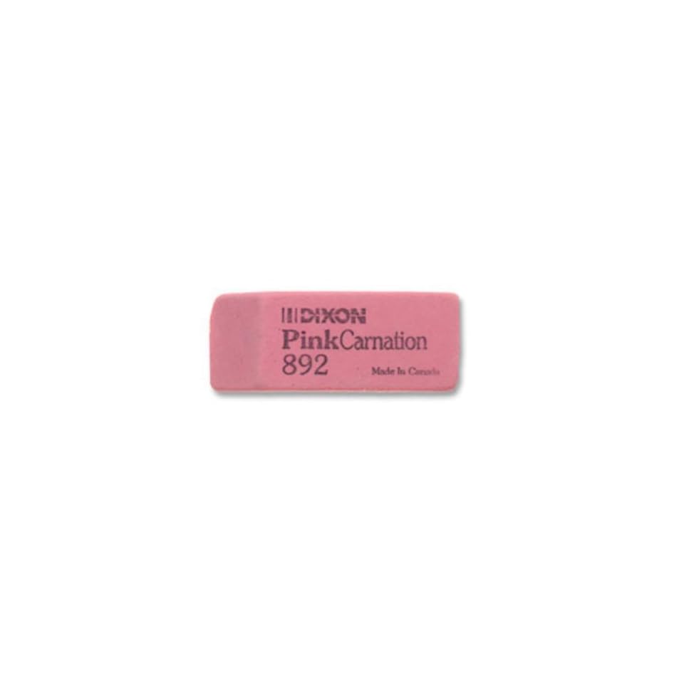 Dixon Pink Carnation Erasers, Small, 2 x 3/4 x 7/16, Box of 36 Erasers