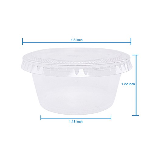 EDI Clear Plastic Disposable Portion Cups/Souffle Cup with Lids (100, 1 OZ)