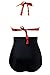 YaYa Bay Womens Sexy Retro Halter Straps Layering Polka Ruched High Waist Bikini Swimsuit x Large Size Black Red