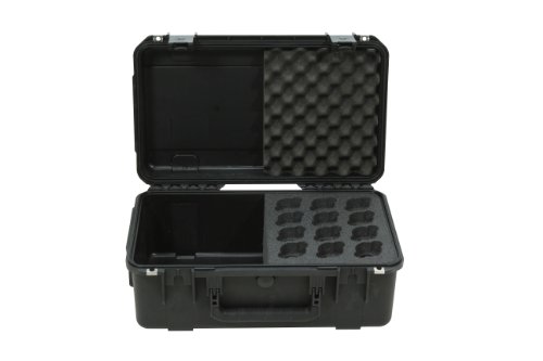 SKB 3I-2011-MC12 iSeries Injection Molded Microphone Case with Foam for 12 Mics with Storage Compartment