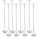 SAKOLLA Balloon Stick Stand - 8Pcs Balloon Cup with Balloon pole and Flower stand Base Table Desktop Support Holder for Wedding Birthday Any Party Balloon Accessories (White)