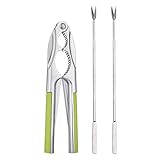 Multipurpose Nut Cracker for All Nuts Walnut with Fork Set, Seafood Crackers with Picks Tools for King Crab Leg Lobster, Non Slip Soft Grip Handle and Durable Anti Bend Zinc Alloy Material