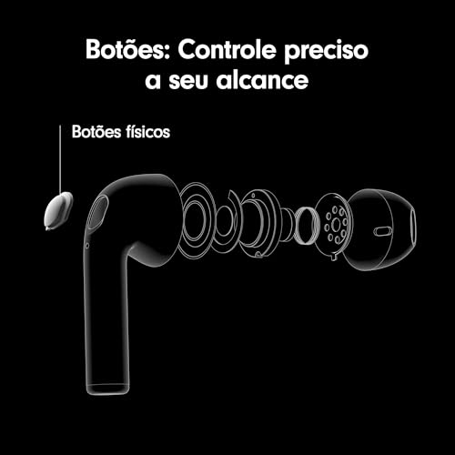 Fones de Ouvido Bluetooth Tranya True Wireless, 4 Microfones para Chamadas Claras, Controle de Botão Preciso, Bateria de Longa Duração, Conforto o Dia Todo