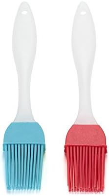 Silicone Basting & Pastry Brush,Silicone Basting | BBQ | Pastry | Oil Brush (Blue and Red) | Turkey Baster | Barbecue Utensil use for Grilling & Marinating - Desserts Baking Set of 2