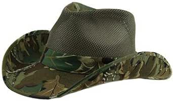 Rustic Axentz Camouflage Cowboy Hat with Ventilation Mesh Top, Cotton
