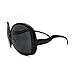 SA106 Wavy Curly Drop Temple Extra Large Round Butterfly Sunglasses Black