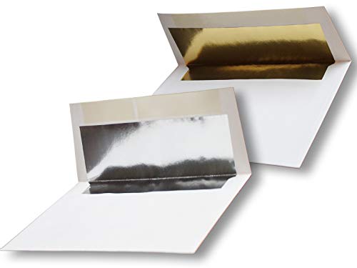 Gold Foil-Lined A2 (100 Boxed) 70lb Bright White Envelopes (4-3/8 X 5-3/4) for 4-1/8 X 5-1/2 Thank You Wedding Enclosure Shower Invitation Announcement Response Cards The Envelope Gallery - Thumbnail 2