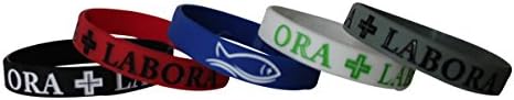 5 PACK -"ORA and LABORA" w/fish Debossed Silicone Wristbands **Designed by Tifepiphany**