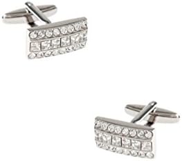 Very Rhimestone Rectangle Clear Metal Cufflinks