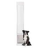 PetSafe Freedom Aluminum Patio Panel Sliding Glass Dog and Cat Door, Adjustable 76 13/16 in to 80 11/16 in - Large White Pet Door