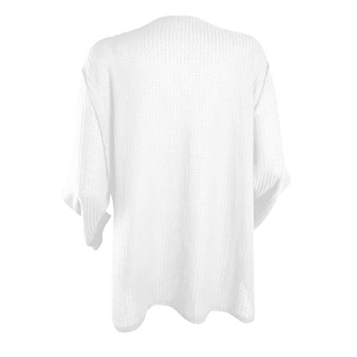 Long Sleeve Shirts for Women,Knot Waffle Knit Tunic Blouse Cute Shirts Tops (M, White)